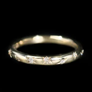 14K Yellow Gold 0.09 CTW Diamond Star Scatter Band