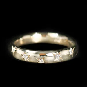 14K Yellow Gold 0.13 CTW Diamond Star Scatter Band