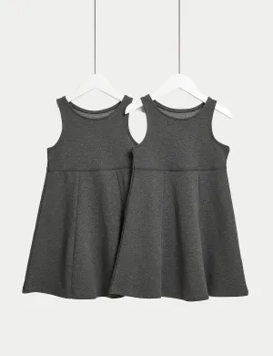 2 Pairs of Cotton School Sundresses for Girls (2-12 Years) Marks & Spencer, Gray