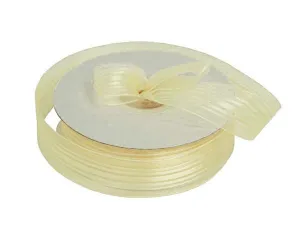 25 Yard 7/8" DIY Ivory Organza Ribbon With Satin Stripes For Craft Dress Wedding