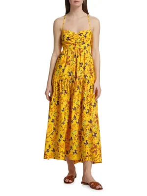 Arit maxi dress with floral print A., yellow