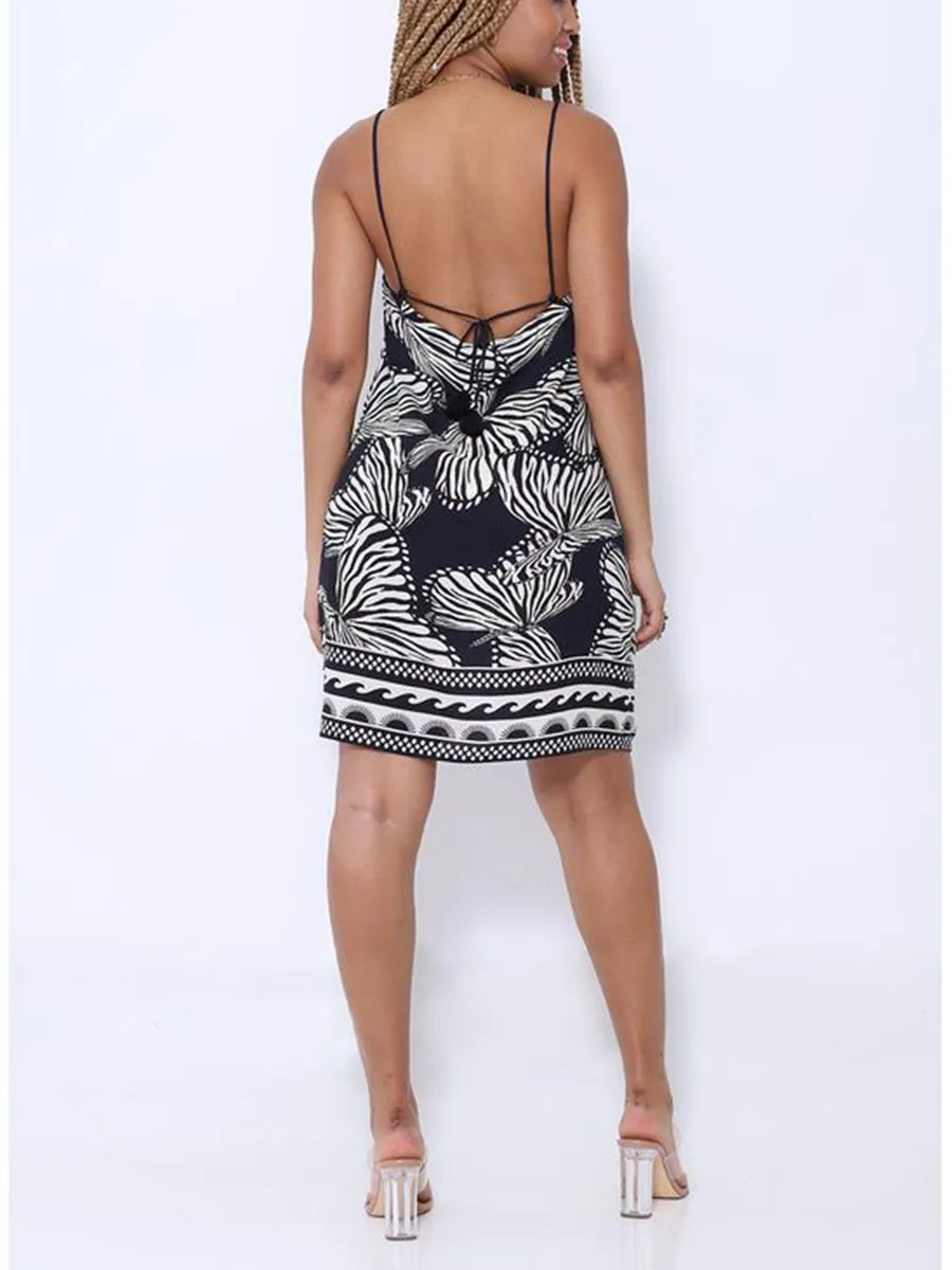 Casual High Street Print Sleeveless Mini Dress