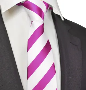 Classic Pink and White College Striped Men's Necktie