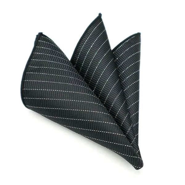 Classy Men Black Striped Pocket Square