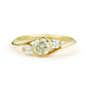 Contour Three Stone Yellow Diamond Engagement Ring