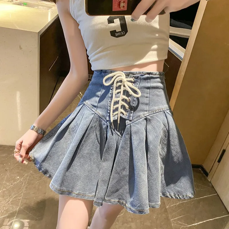 Cute denim skirt A line skirt     S353