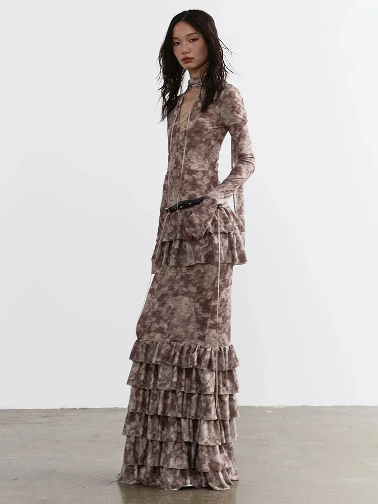 Darcie Lace-Up Ruffle Dress