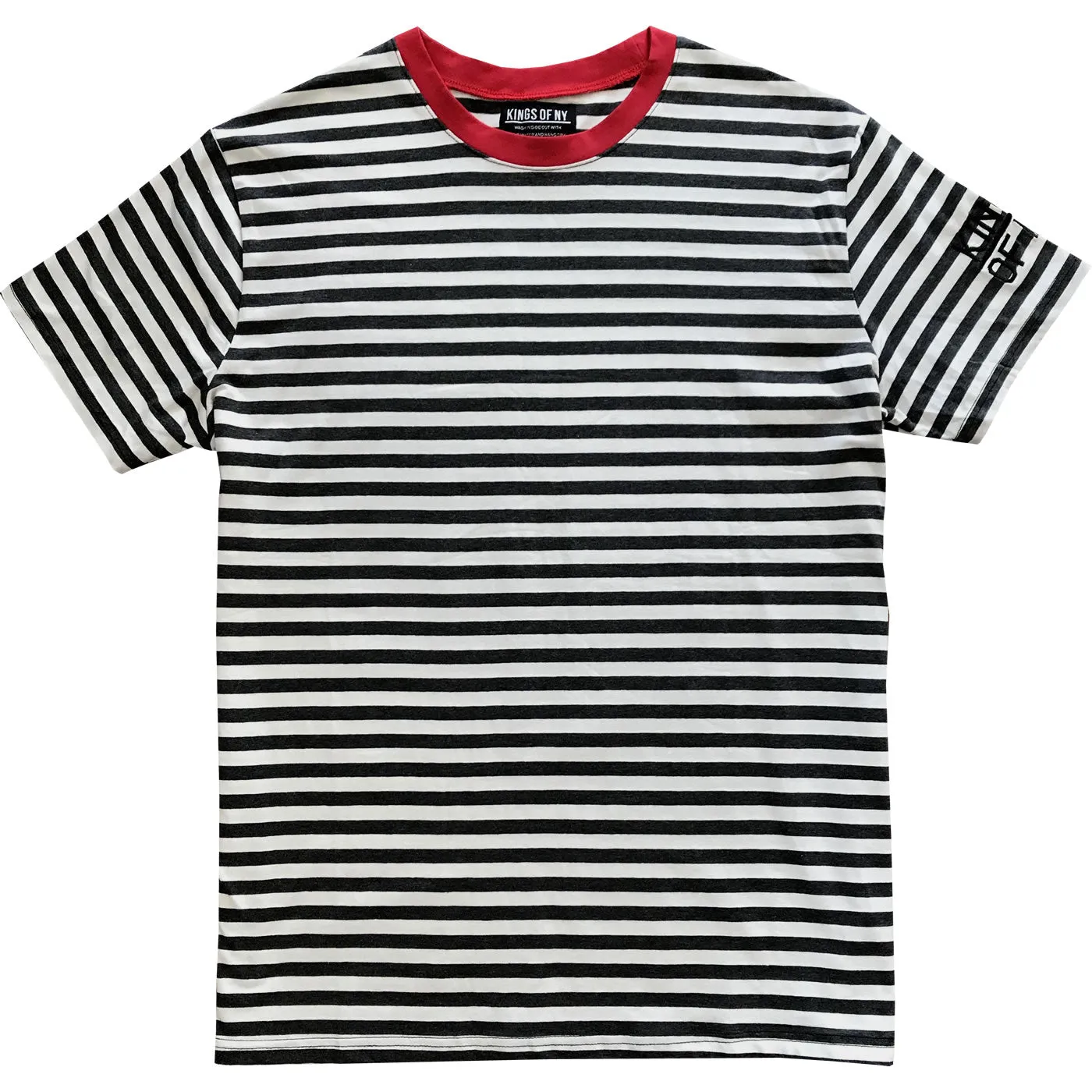 Dark Grey and White Striped Mens T-Shirt