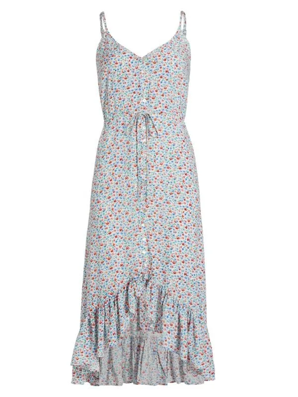 Dress - Midi Tiered Rails Frida with floral print, blue