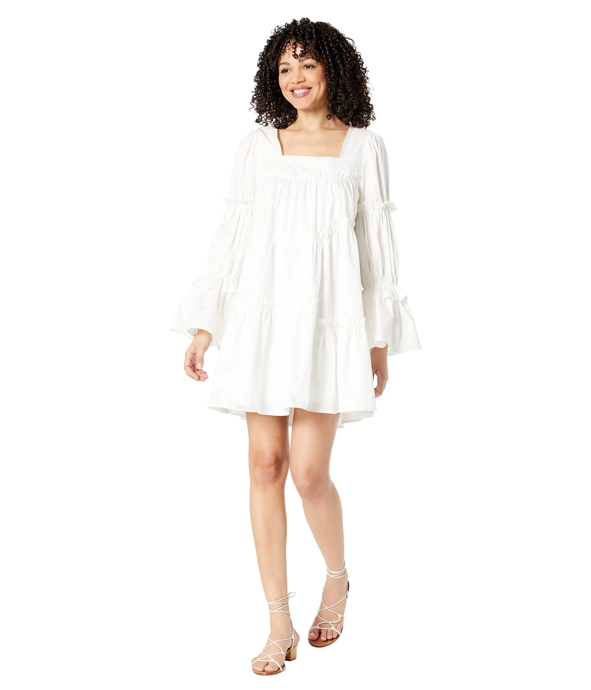 Dress MOON RIVER, Poplin Asymmetrical Tiered Mini Dress