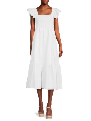 Dress Tuscany with ruffles Caara, white