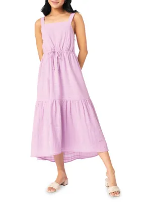 Gibsonlook Square Neck Tiered Midi Dress, Lavender