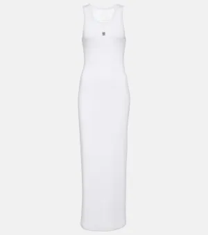 Givenchy Ribbed Cotton Jersey Maxi Dress, White