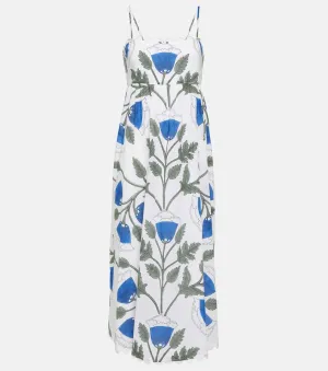 Juliet Dunn Cotton Floral Midi Dress, White