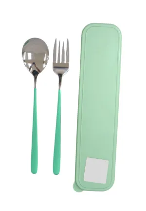 Landmark Stainless Spoon & Fork Colored Handle in Assorted Colored Box