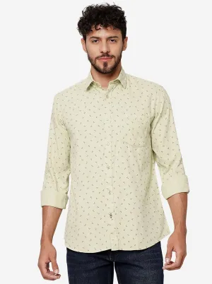 Light Green Printed Smart Fit Semi Casual Shirt | Greenfibre