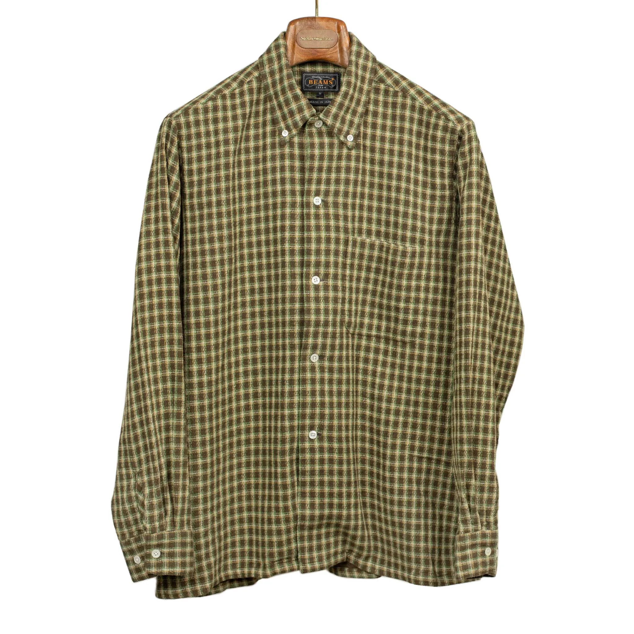 Panama double-faced cotton shirt in brown check