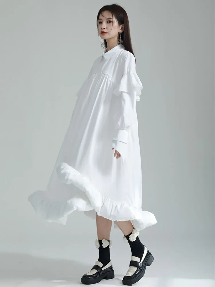 Plufey Long Sleeve Puff Dress - White