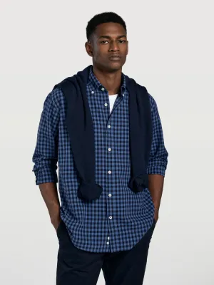 Regular fit special edition cotton-linen blend checks shirt