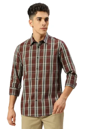 Slim Fit Cotton Cavalry Twill Checks Shirt