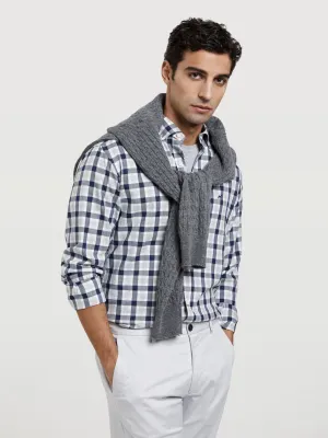 Slim fit melange checks shirt