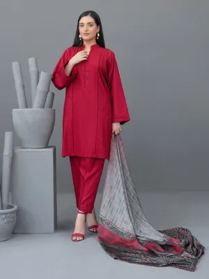 Tawakkal "Calico" Casual Staple Suit with Shawl (D3774) - Red