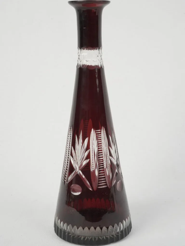 Title: Early 20th Century Bohemian Crystal Carafe – Dark Amethyst 13"