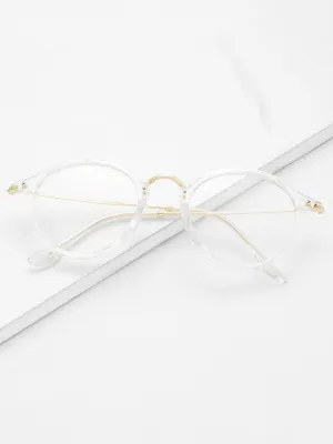 Transparent Frame Metal Top Bar Glasses