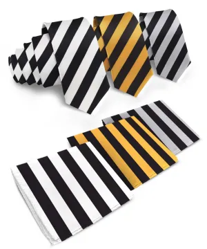 Vittorio Farina Men's Striped Satin Necktie & Pocket Square (Multipack)