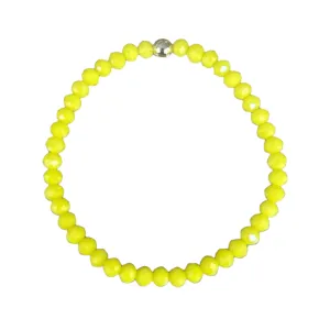 Warm Neon Yellow Faceted Rondelle 4mm Bracelet