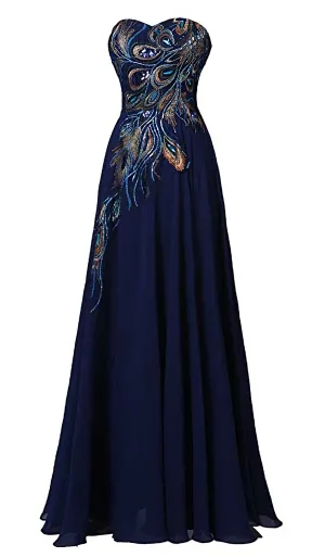 Womens A-line Embroidery Evening Dresses