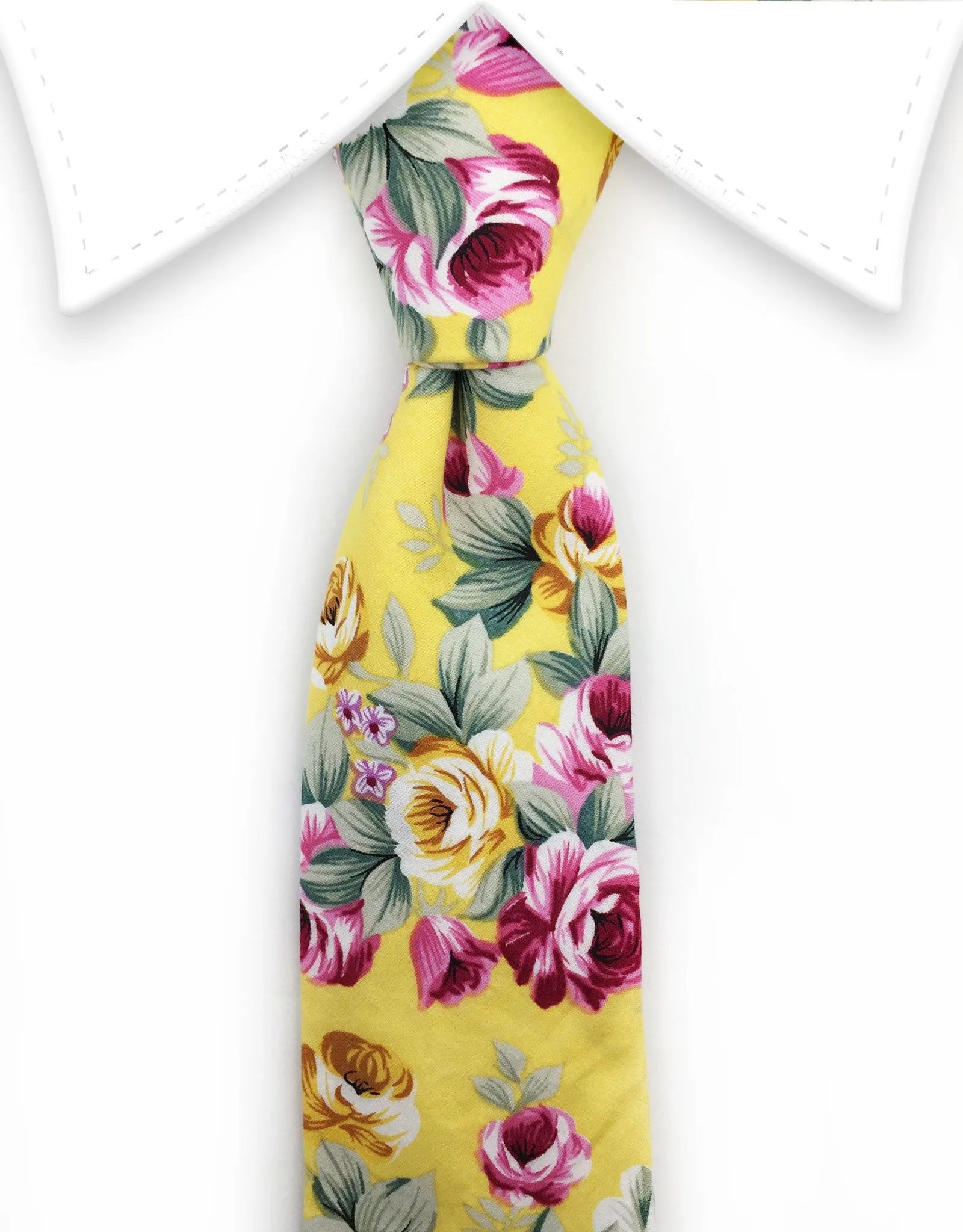 Yellow and Pink Floral Tie